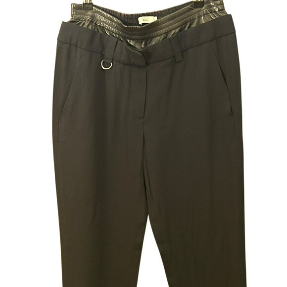 A.L.C Black Double Waist Trouser Pants Size 2 Leather Elastic Waist Quiet Luxury - Picture 2 of 7